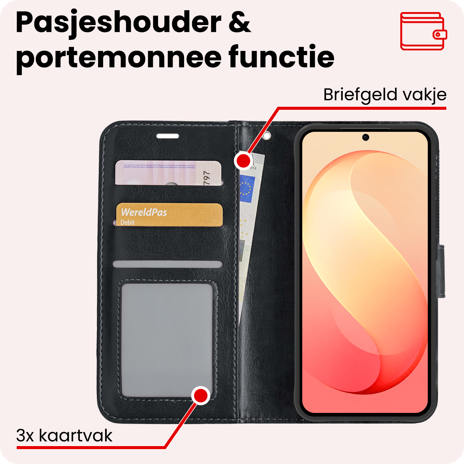 NoXx NoXx Samsung Galaxy S26 FE Hoesje Bookcase - Zwart