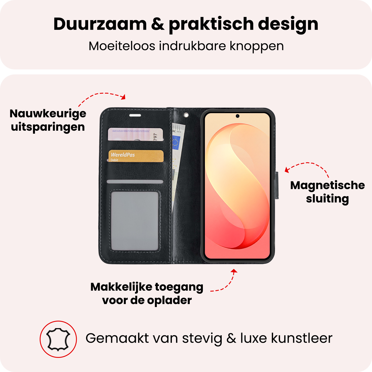 NoXx NoXx Samsung Galaxy S26 FE Hoesje Bookcase - Zwart