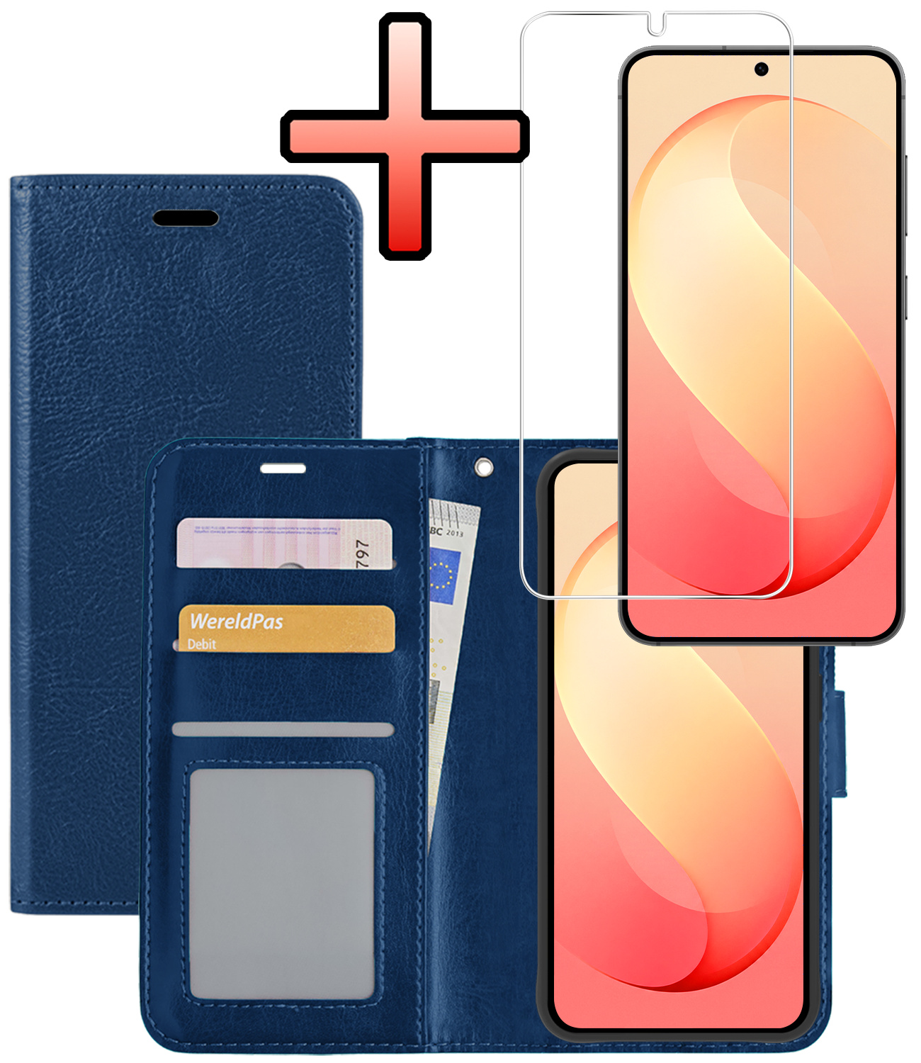 NoXx NoXx Samsung Galaxy S26 FE Hoesje Bookcase Met Screenprotector - Donkerblauw