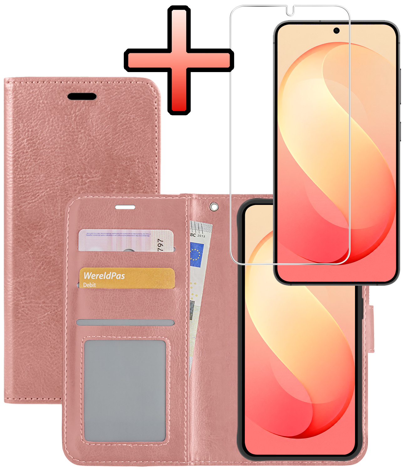 NoXx NoXx Samsung Galaxy S26 FE Hoesje Bookcase Met Screenprotector - Rose Goud
