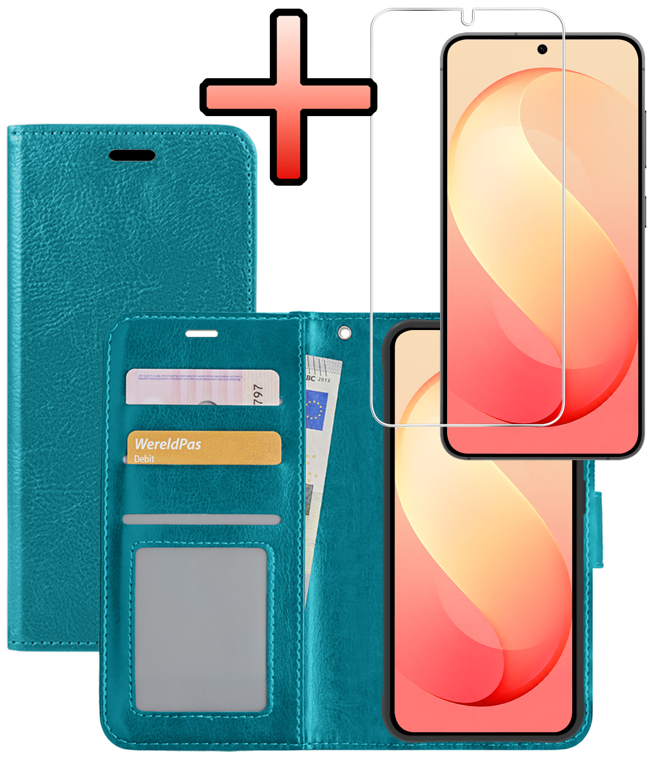 NoXx NoXx Samsung Galaxy S26 FE Hoesje Bookcase Met Screenprotector - Turquoise