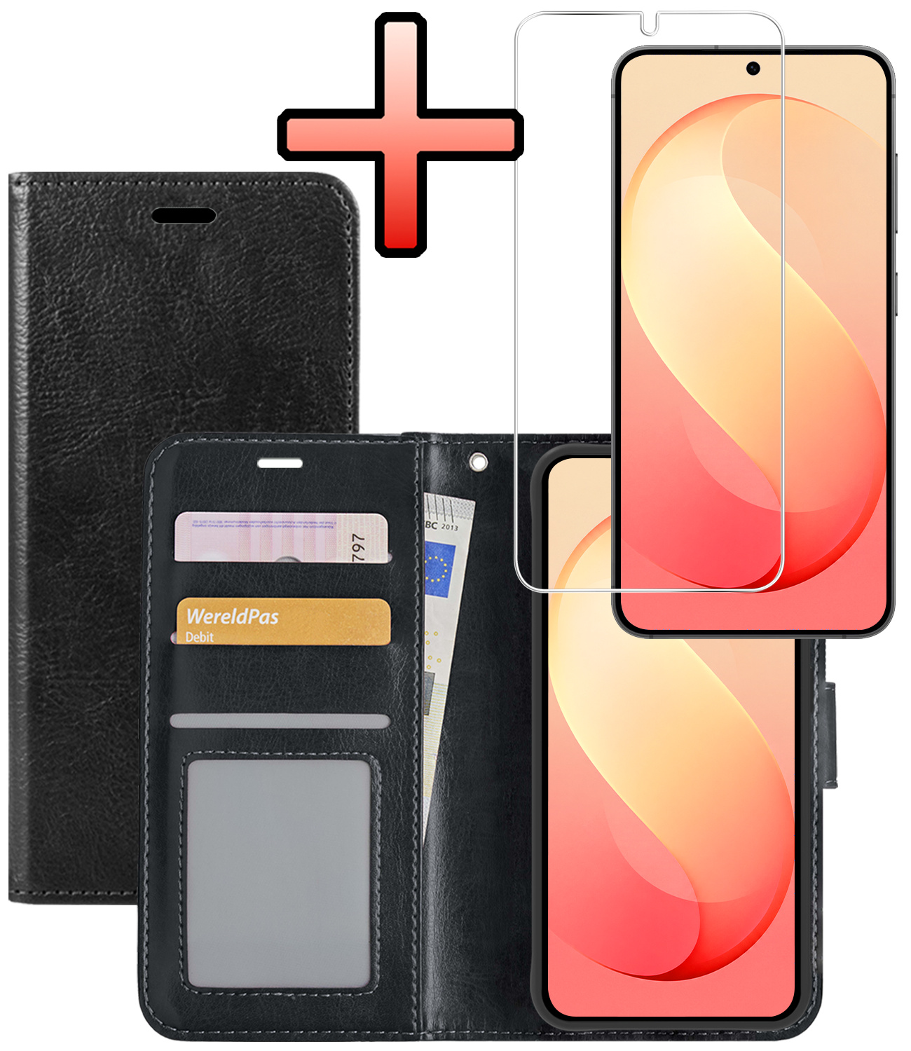 NoXx NoXx Samsung Galaxy S26 FE Hoesje Bookcase Met Screenprotector - Zwart