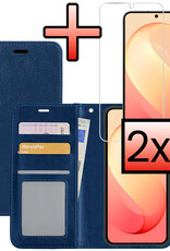 NoXx NoXx Samsung Galaxy S26 FE Hoesje Bookcase Met 2x Screenprotector - Donkerblauw