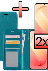 NoXx NoXx Samsung Galaxy S26 FE Hoesje Bookcase Met 2x Screenprotector - Turquoise