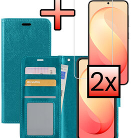 NoXx NoXx Samsung Galaxy S26 FE Hoesje Bookcase Met 2x Screenprotector - Turquoise