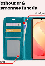 NoXx NoXx Samsung Galaxy S26 FE Hoesje Bookcase Met 2x Screenprotector - Turquoise