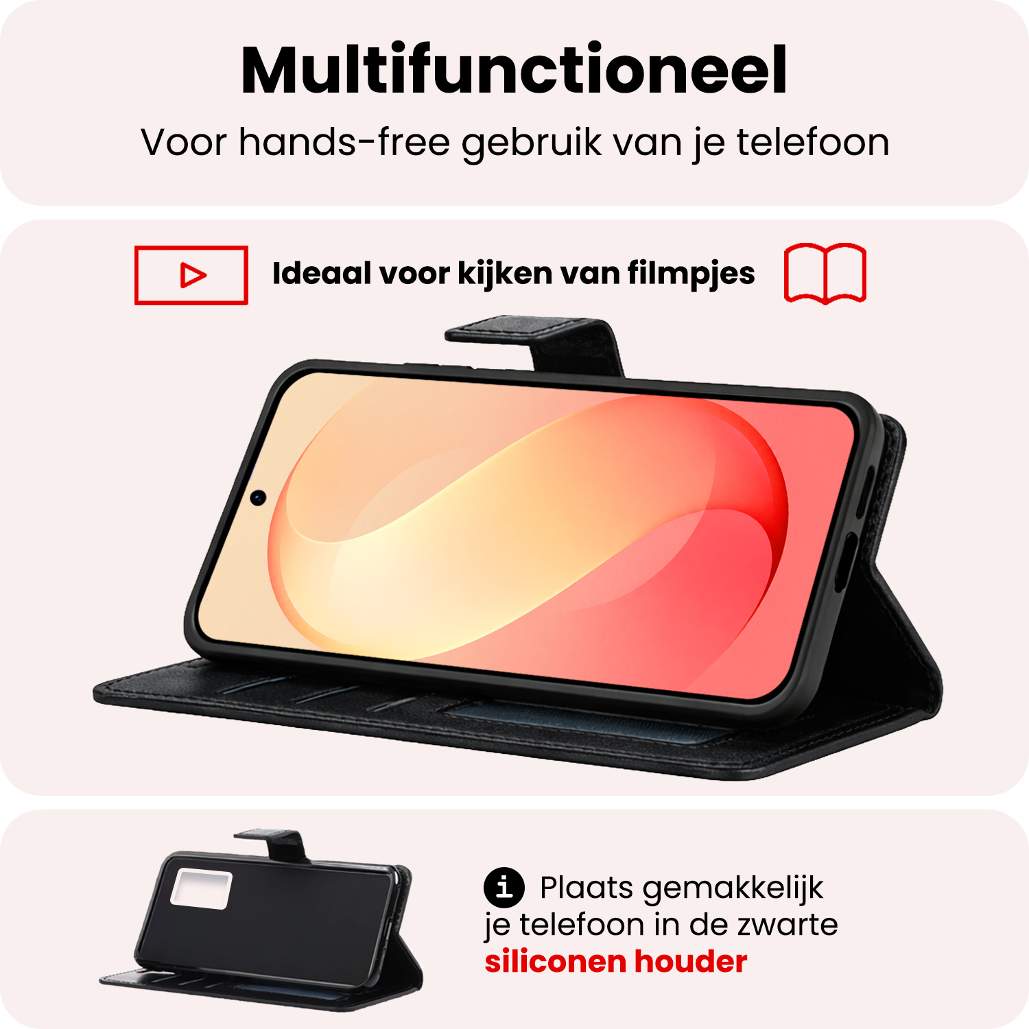 NoXx NoXx Samsung Galaxy S26 FE Hoesje Bookcase Met 2x Screenprotector - Zwart