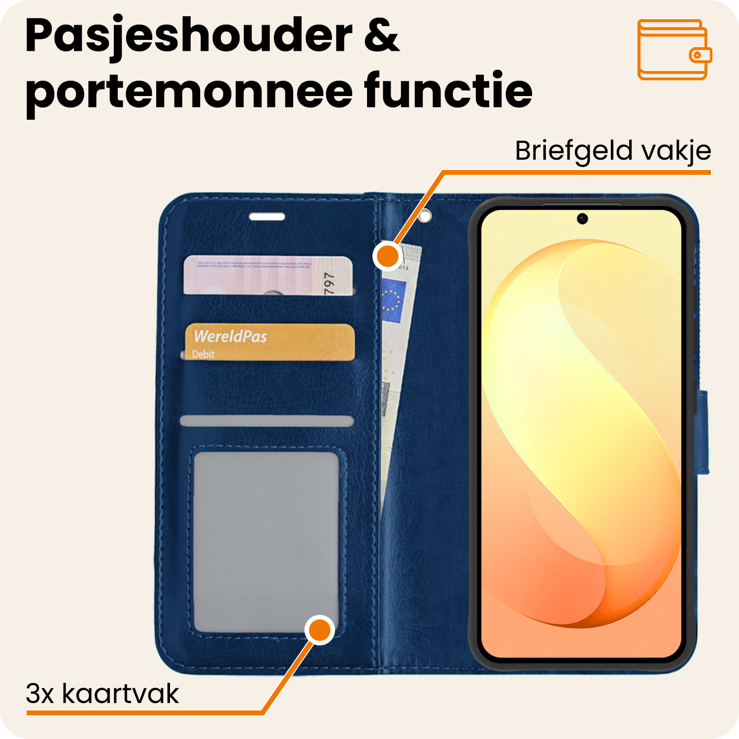 Nomfy Nomfy Samsung Galaxy S26 FE Hoesje Bookcase - Donkerblauw