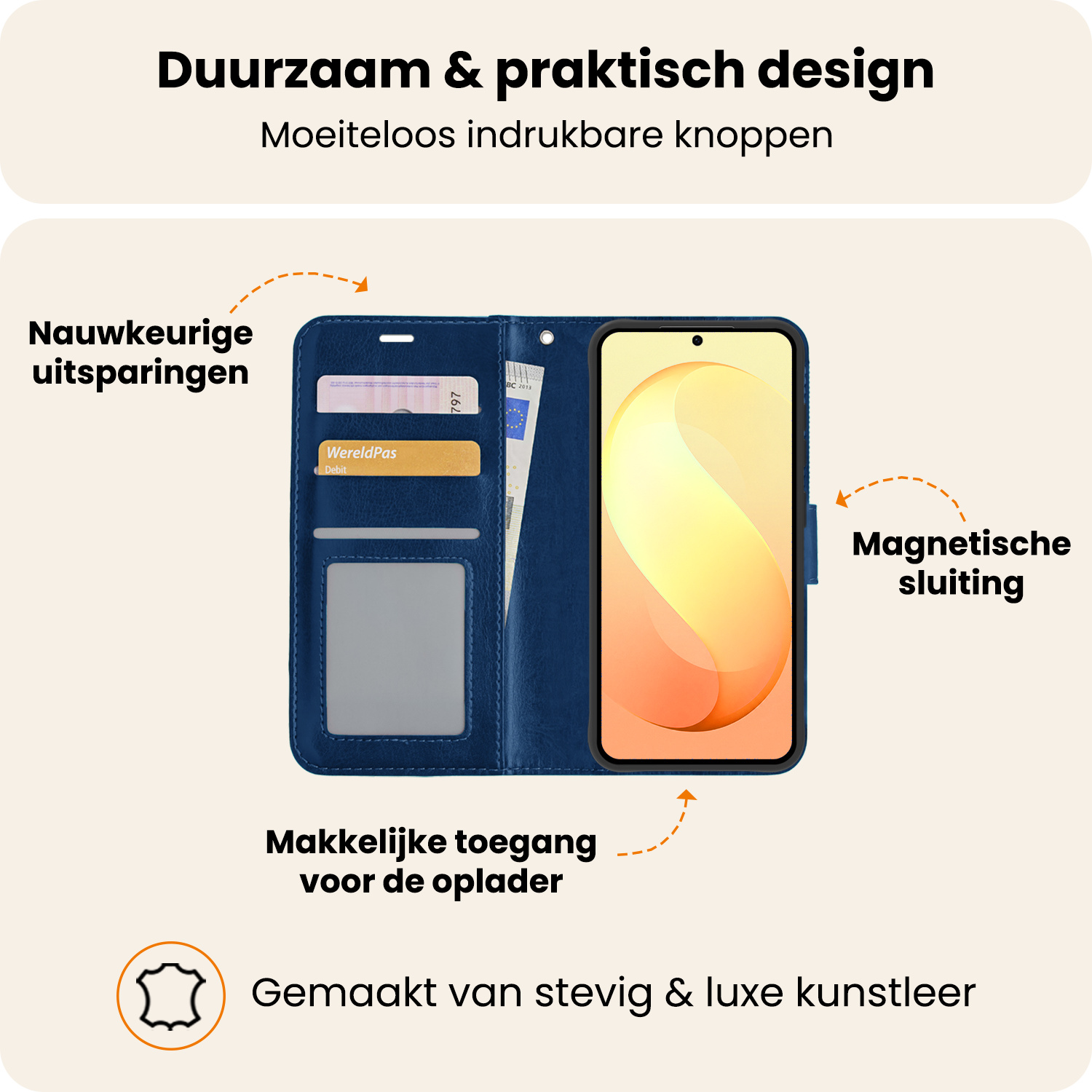 Nomfy Nomfy Samsung Galaxy S26 FE Hoesje Bookcase - Donkerblauw