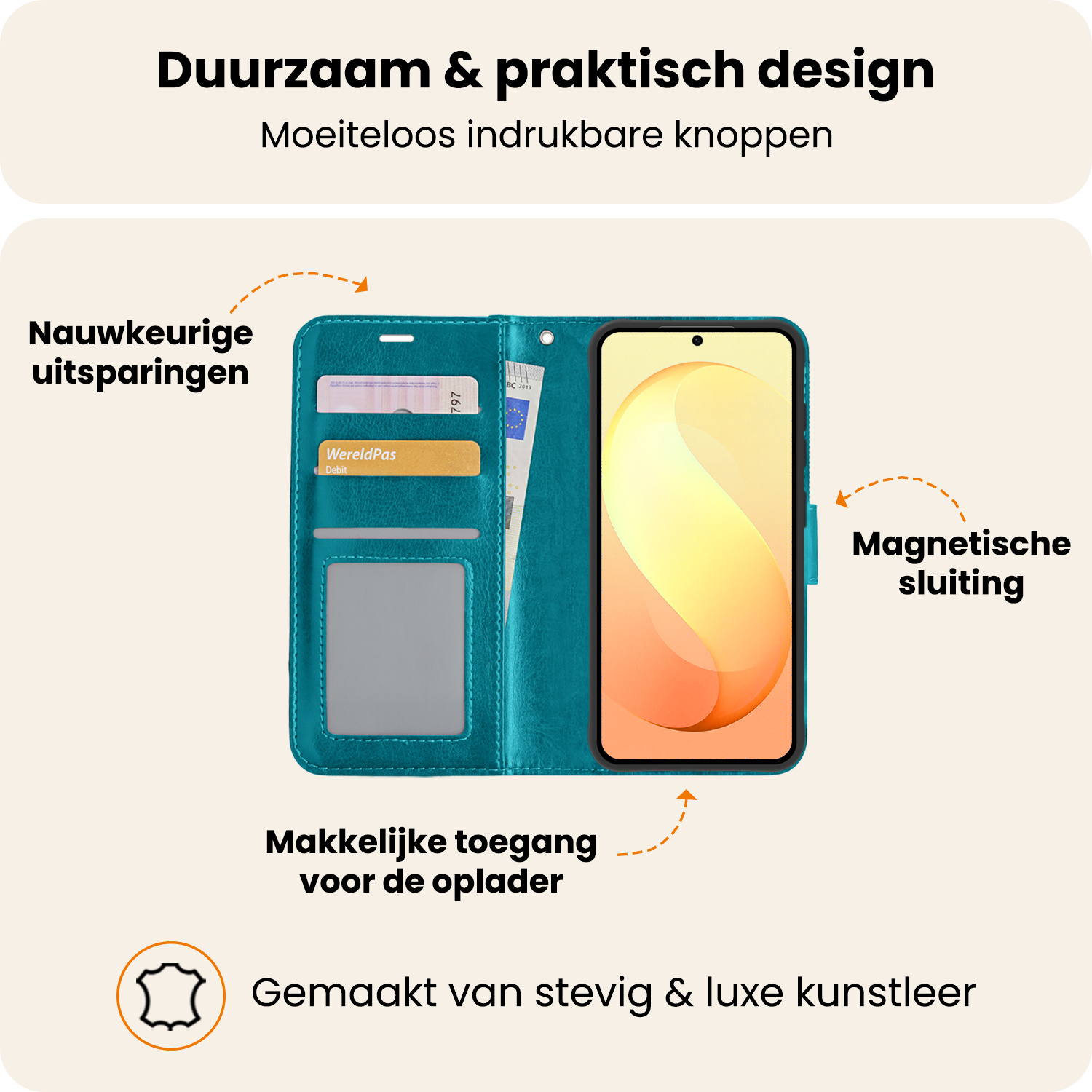 Nomfy Nomfy Samsung Galaxy S26 FE Hoesje Bookcase - Turquoise