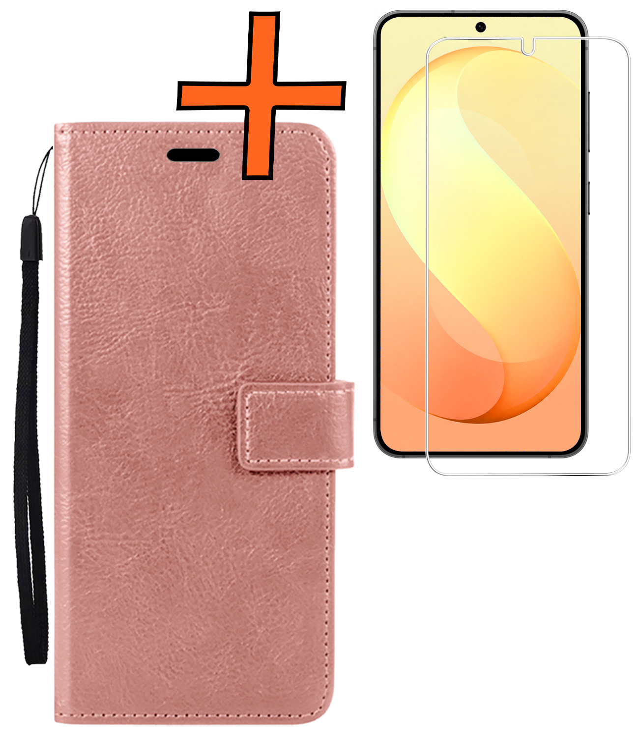 Nomfy Nomfy Samsung Galaxy S26 FE Hoesje Bookcase Met Screenprotector - Rose Goud