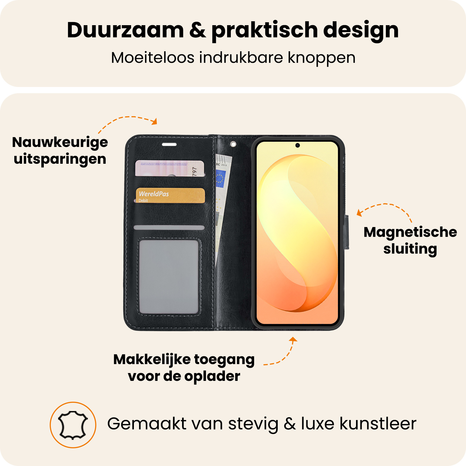 Nomfy Nomfy Samsung Galaxy S26 FE Hoesje Bookcase Met Screenprotector - Zwart