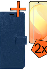 Nomfy Nomfy Samsung Galaxy S26 FE Hoesje Bookcase Met 2x Screenprotector - Donkerblauw