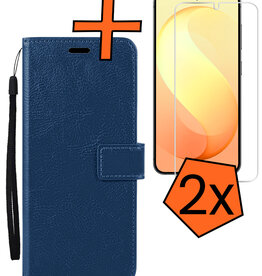Nomfy Nomfy Samsung Galaxy S26 FE Hoesje Bookcase Met 2x Screenprotector - Donkerblauw