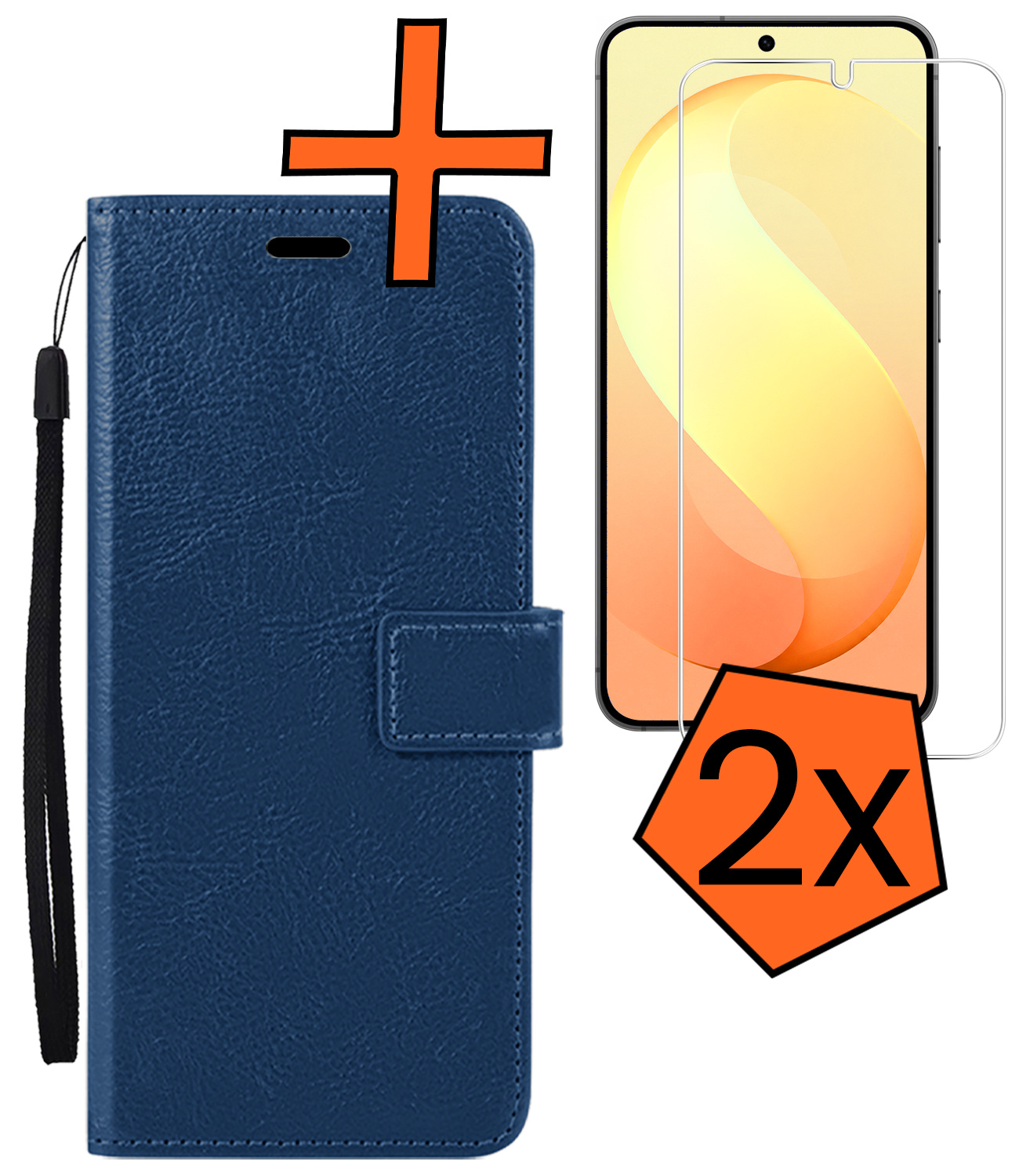 Nomfy Nomfy Samsung Galaxy S26 FE Hoesje Bookcase Met 2x Screenprotector - Donkerblauw