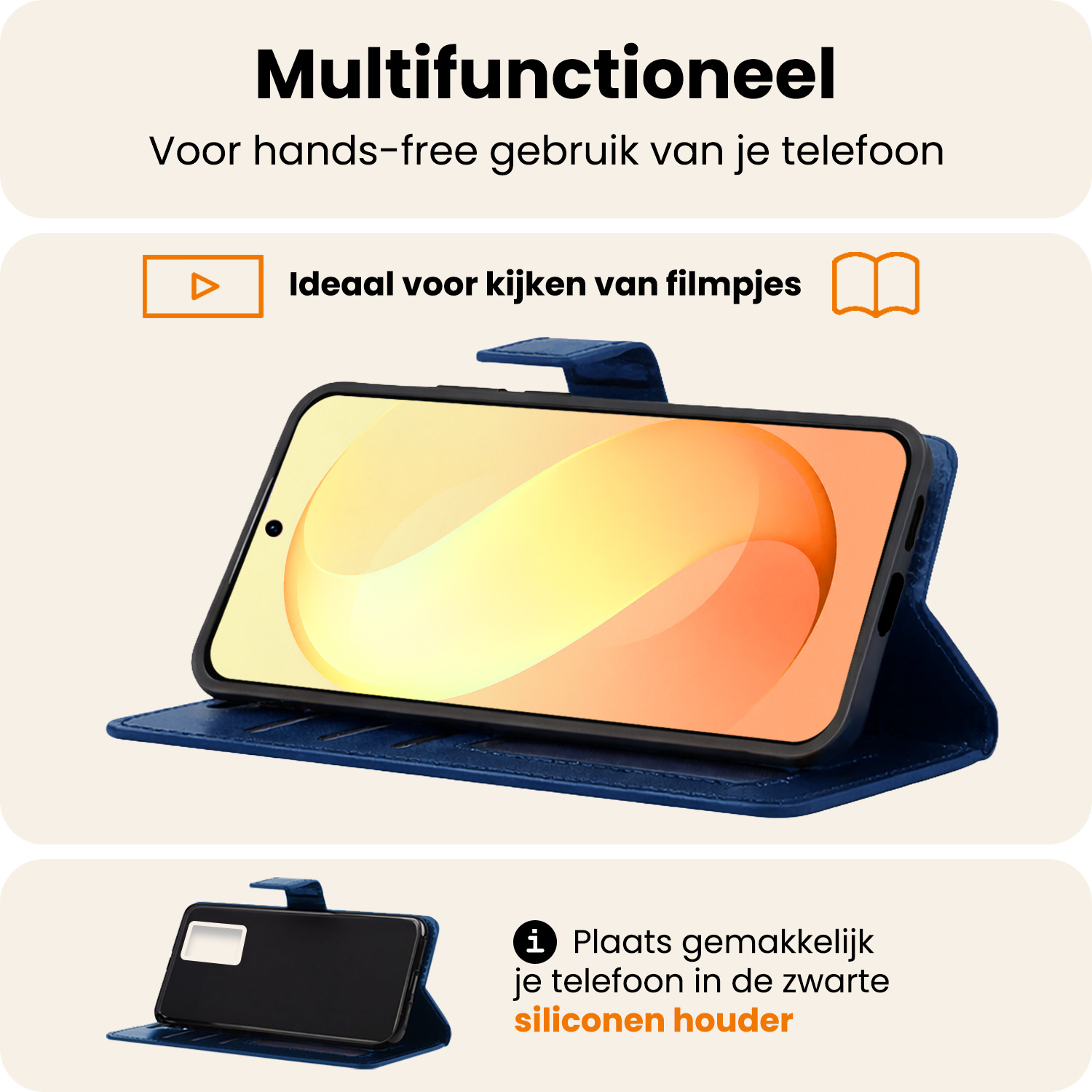 Nomfy Nomfy Samsung Galaxy S26 FE Hoesje Bookcase Met 2x Screenprotector - Donkerblauw