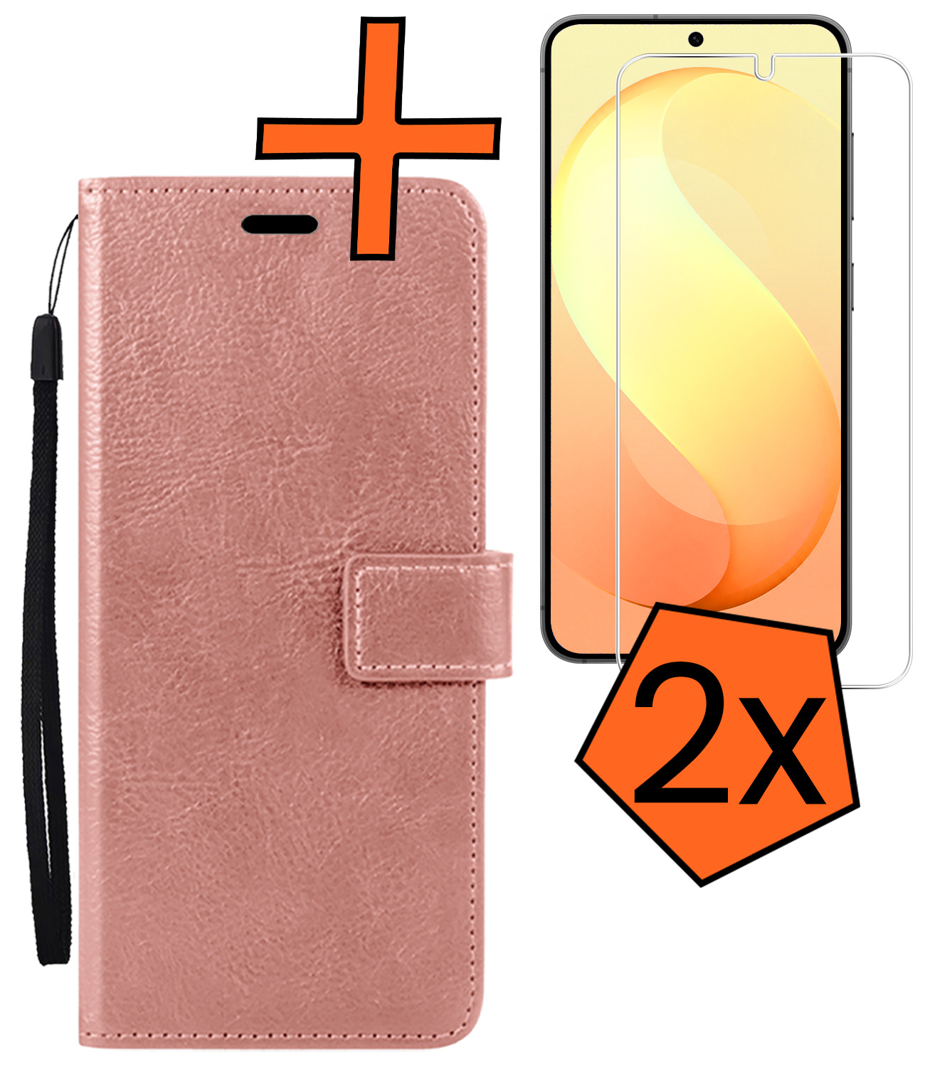 Nomfy Nomfy Samsung Galaxy S26 FE Hoesje Bookcase Met 2x Screenprotector - Rose Goud