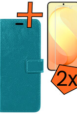 Nomfy Nomfy Samsung Galaxy S26 FE Hoesje Bookcase Met 2x Screenprotector - Turquoise