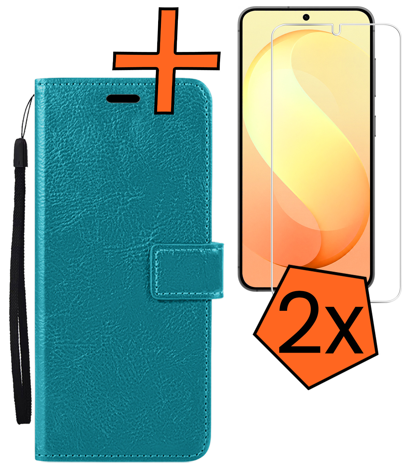Nomfy Nomfy Samsung Galaxy S26 FE Hoesje Bookcase Met 2x Screenprotector - Turquoise