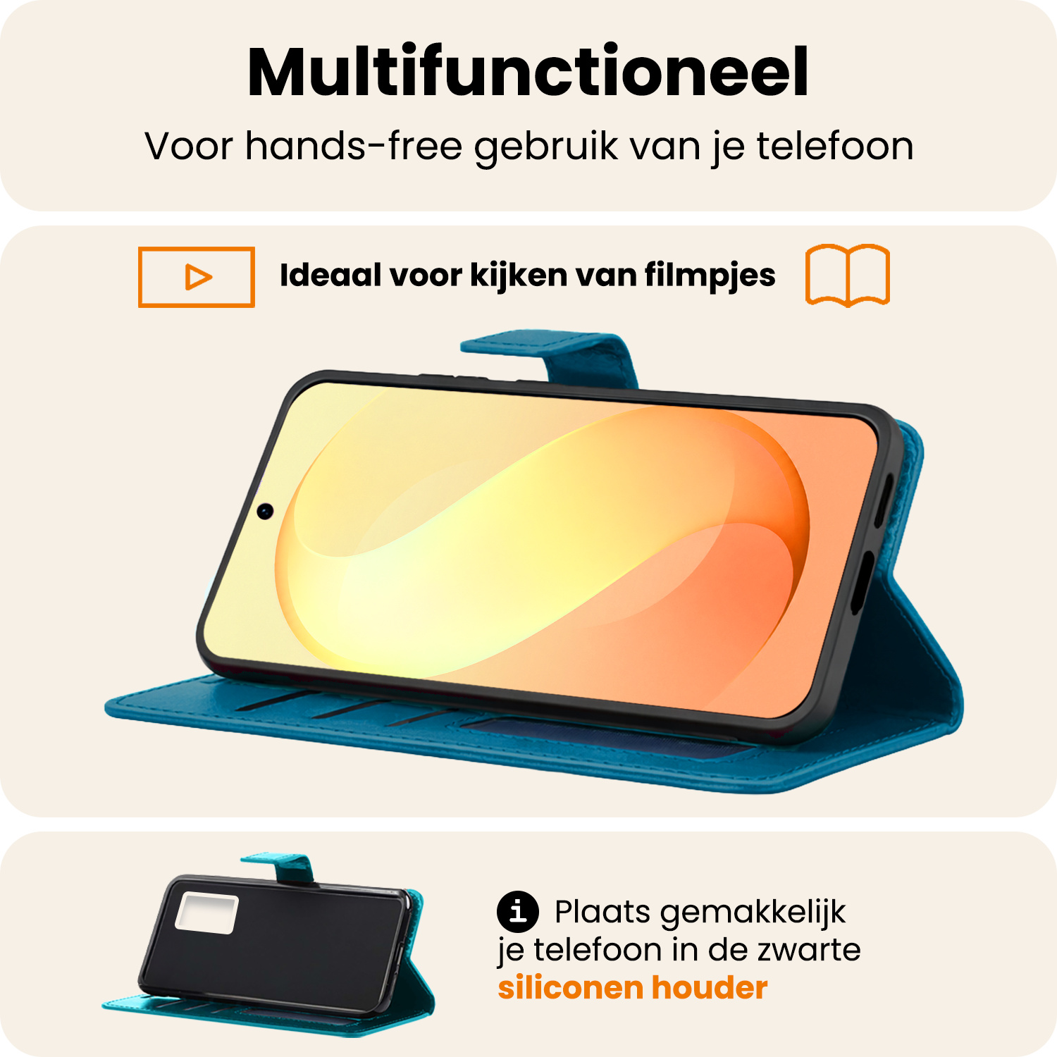 Nomfy Nomfy Samsung Galaxy S26 FE Hoesje Bookcase Met 2x Screenprotector - Turquoise