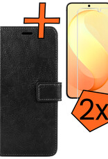 Nomfy Nomfy Samsung Galaxy S26 FE Hoesje Bookcase Met 2x Screenprotector - Zwart