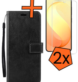 Nomfy Nomfy Samsung Galaxy S26 FE Hoesje Bookcase Met 2x Screenprotector - Zwart
