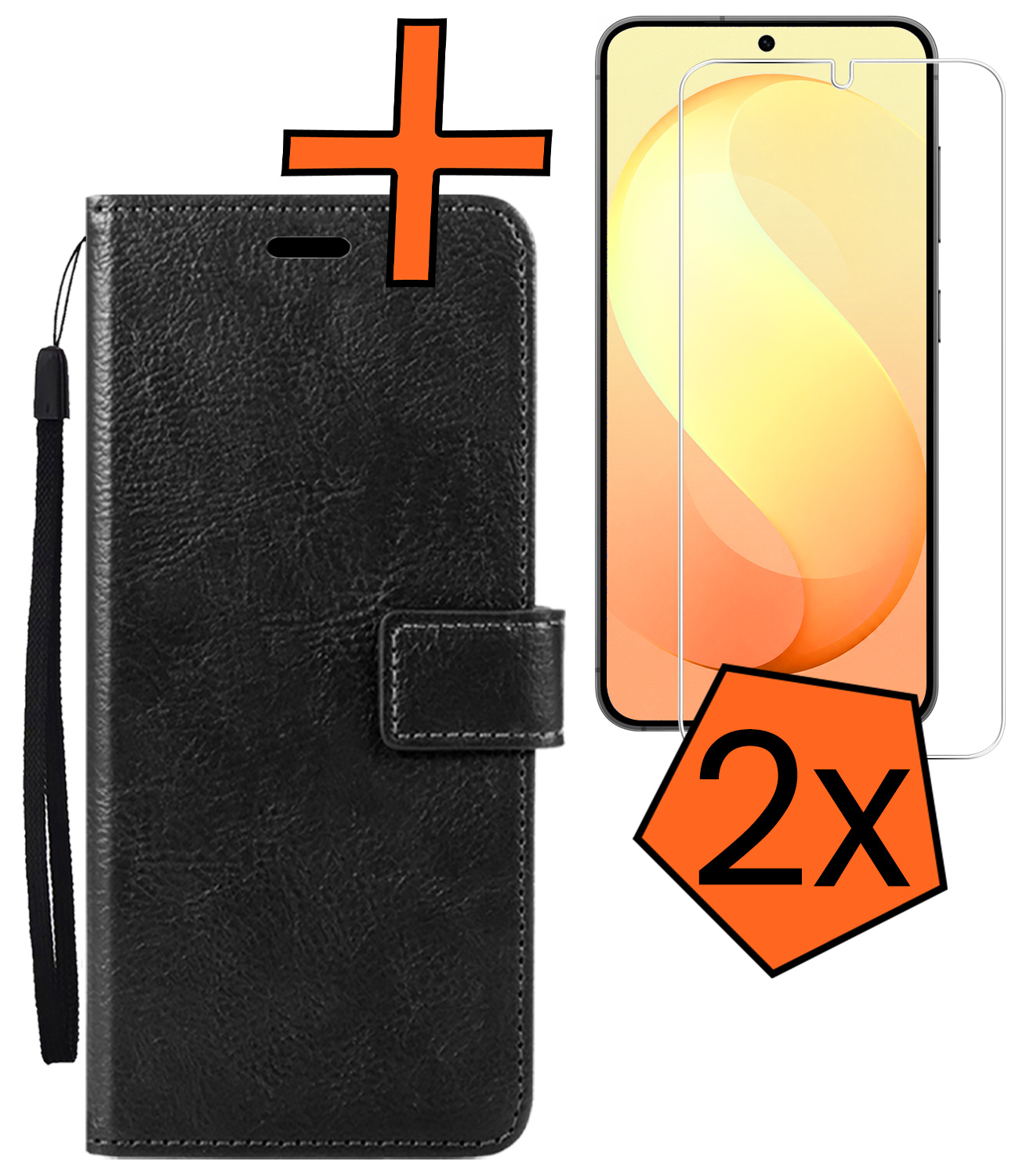 Nomfy Nomfy Samsung Galaxy S26 FE Hoesje Bookcase Met 2x Screenprotector - Zwart