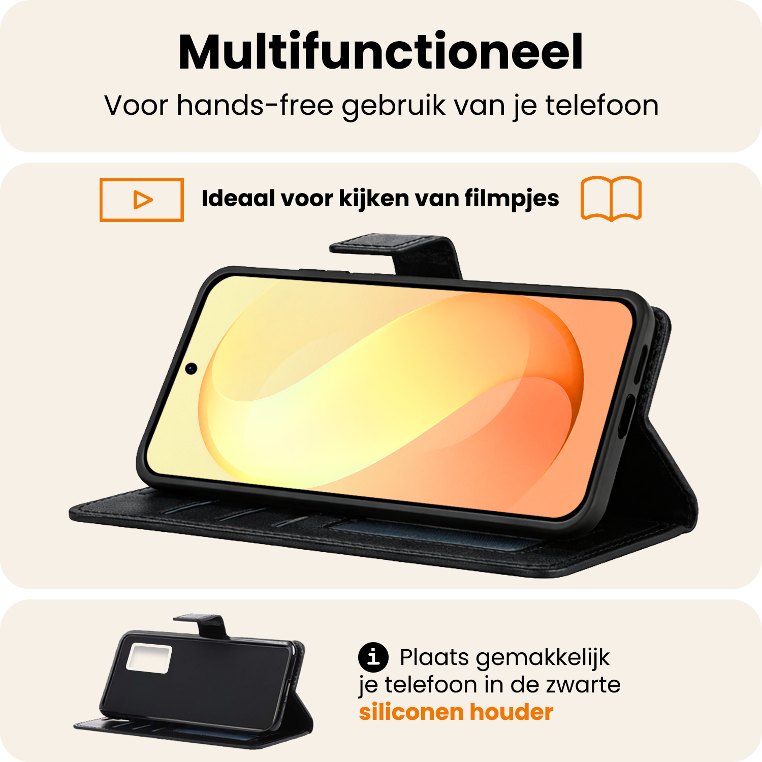 Nomfy Nomfy Samsung Galaxy S26 FE Hoesje Bookcase Met 2x Screenprotector - Zwart
