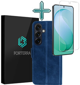 Forterra Forterra Samsung Galaxy S26 FE Hoesje Bookcase Met Screenprotector - Donkerblauw