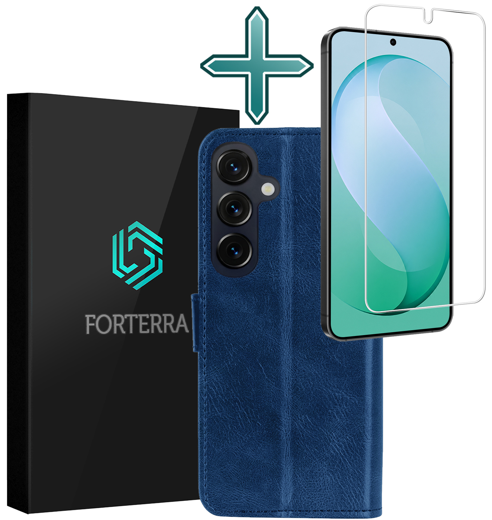 Forterra Forterra Samsung Galaxy S26 FE Hoesje Bookcase Met Screenprotector - Donkerblauw