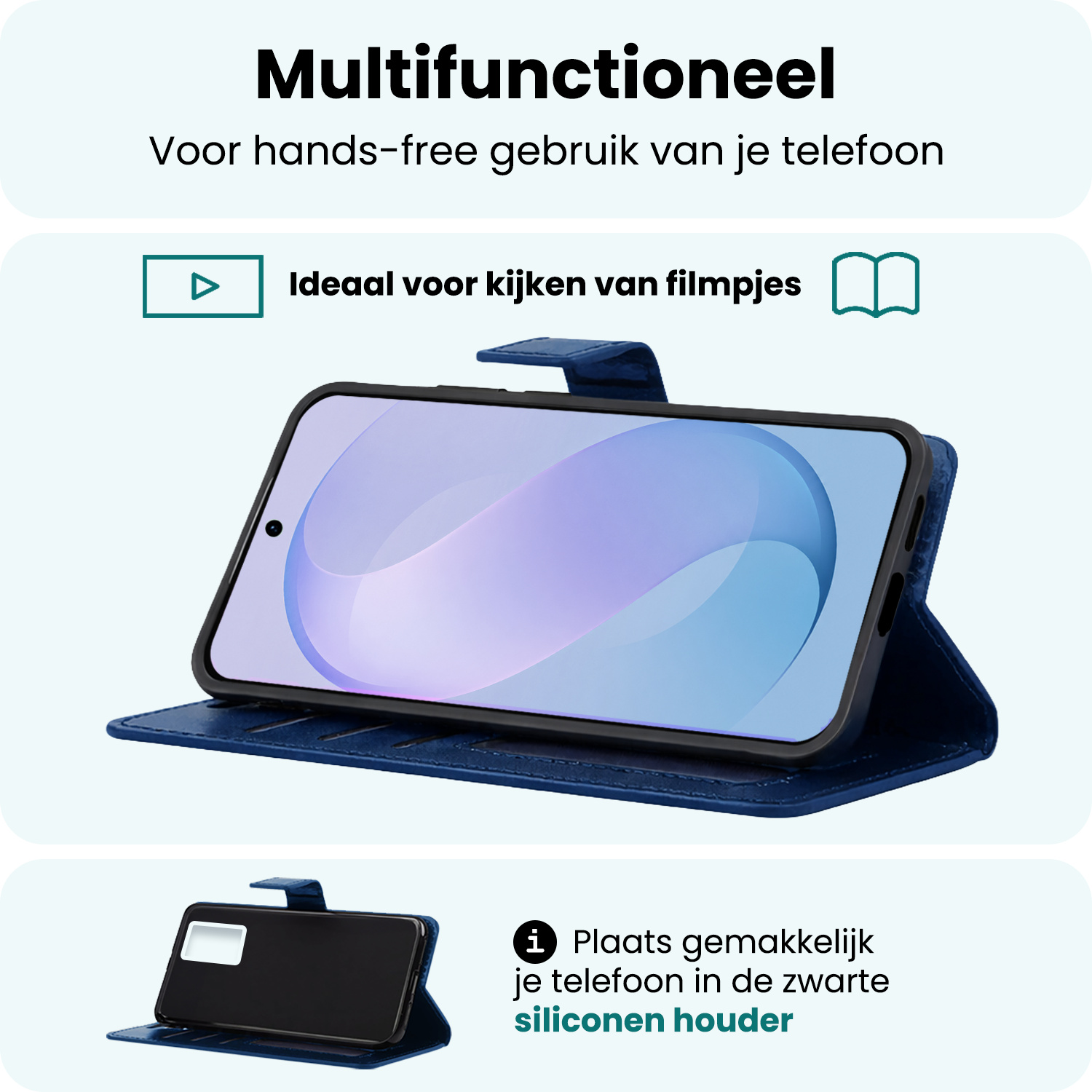 Forterra Forterra Samsung Galaxy S26 FE Hoesje Bookcase Met Screenprotector - Donkerblauw