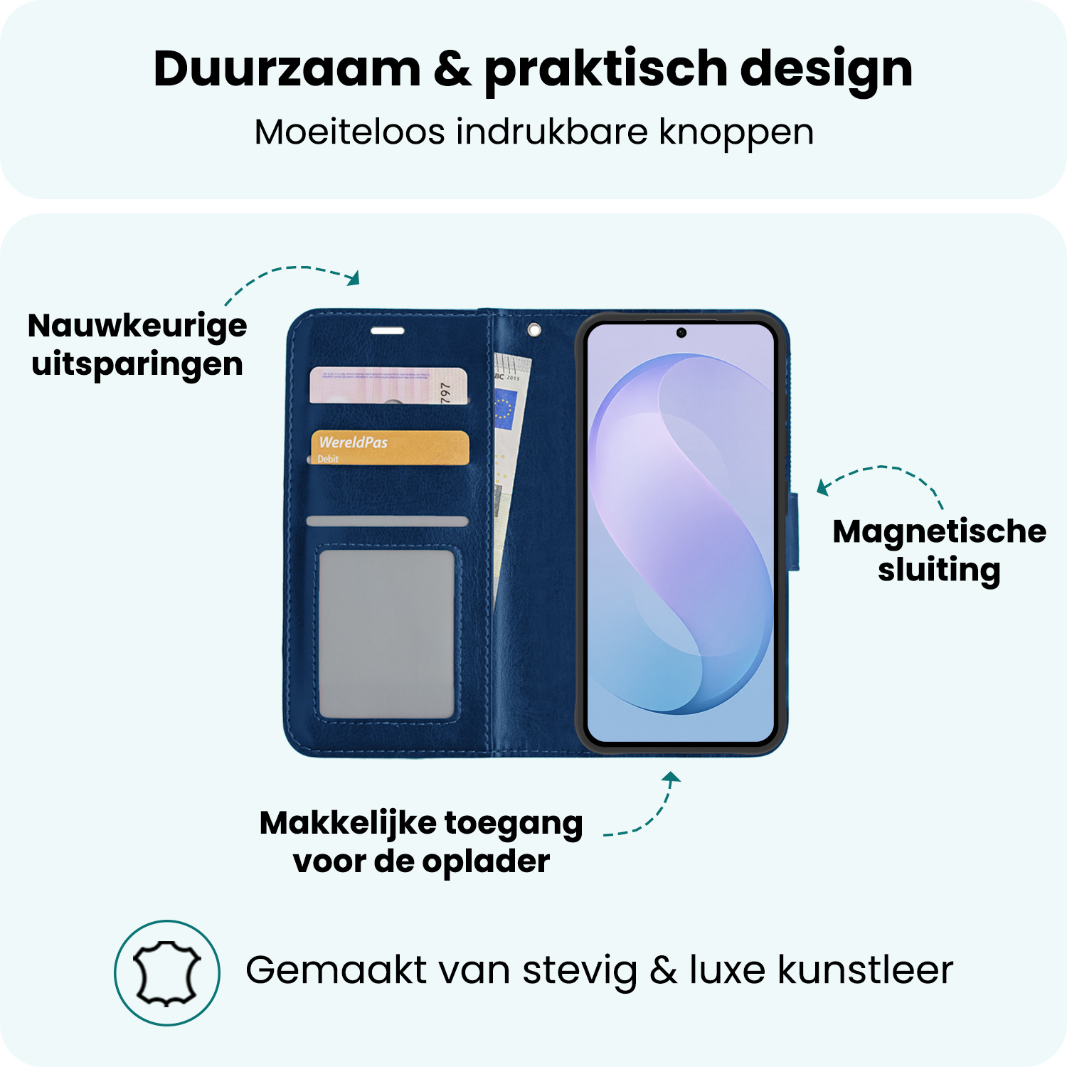 Forterra Forterra Samsung Galaxy S26 FE Hoesje Bookcase Met Screenprotector - Donkerblauw