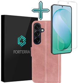 Forterra Forterra Samsung Galaxy S26 FE Hoesje Bookcase Met Screenprotector - Rose Goud