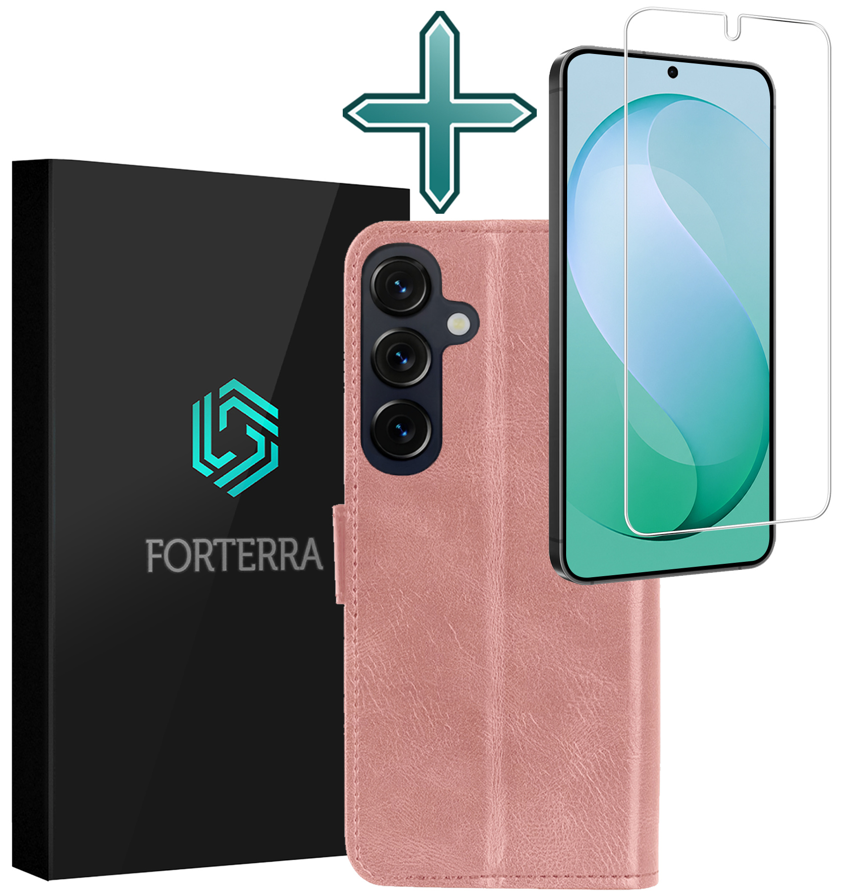 Forterra Forterra Samsung Galaxy S26 FE Hoesje Bookcase Met Screenprotector - Rose Goud
