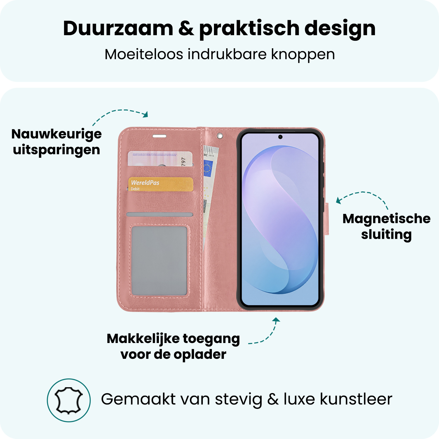Forterra Forterra Samsung Galaxy S26 FE Hoesje Bookcase Met Screenprotector - Rose Goud