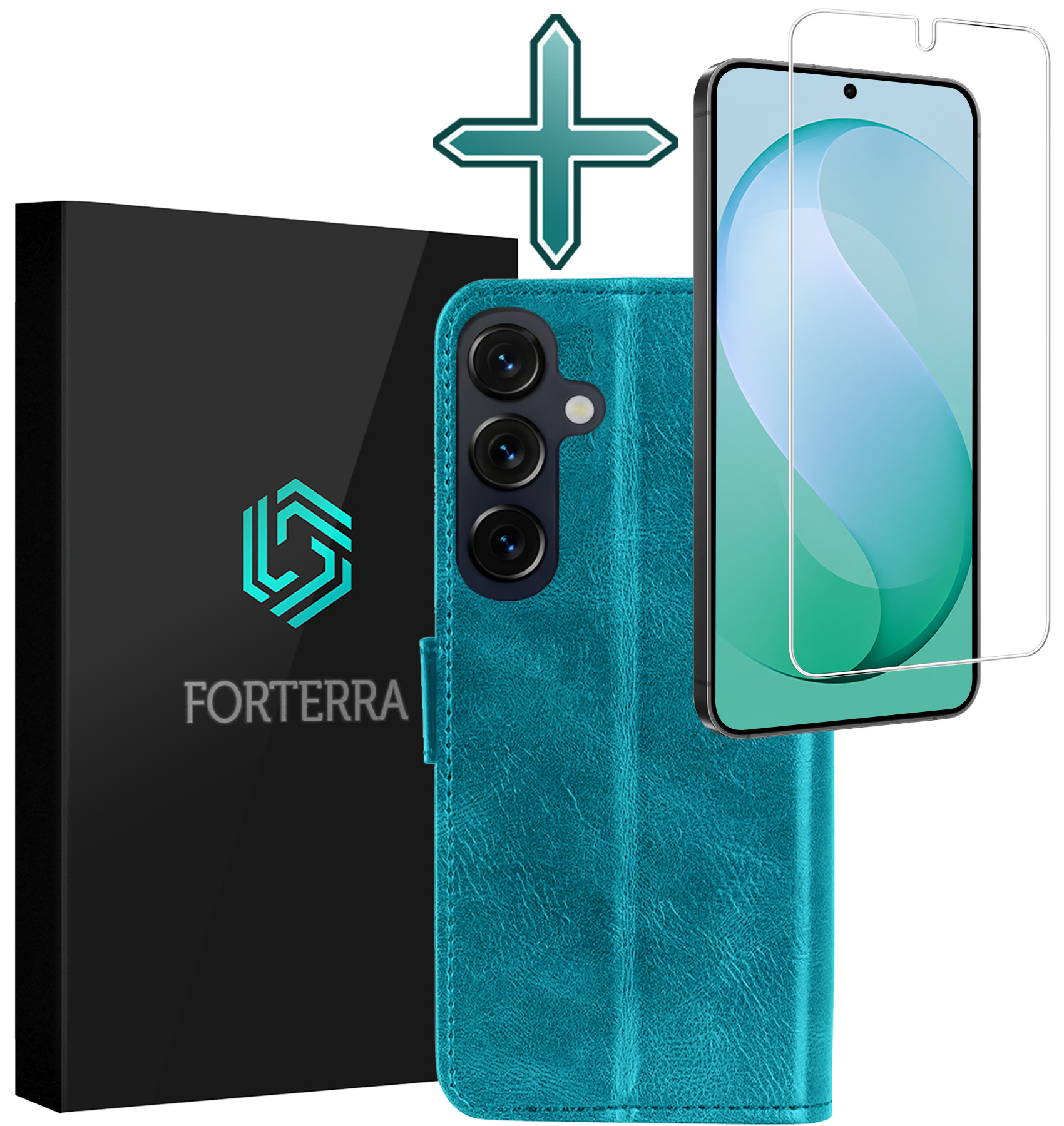Forterra Forterra Samsung Galaxy S26 FE Hoesje Bookcase Met Screenprotector - Turquoise