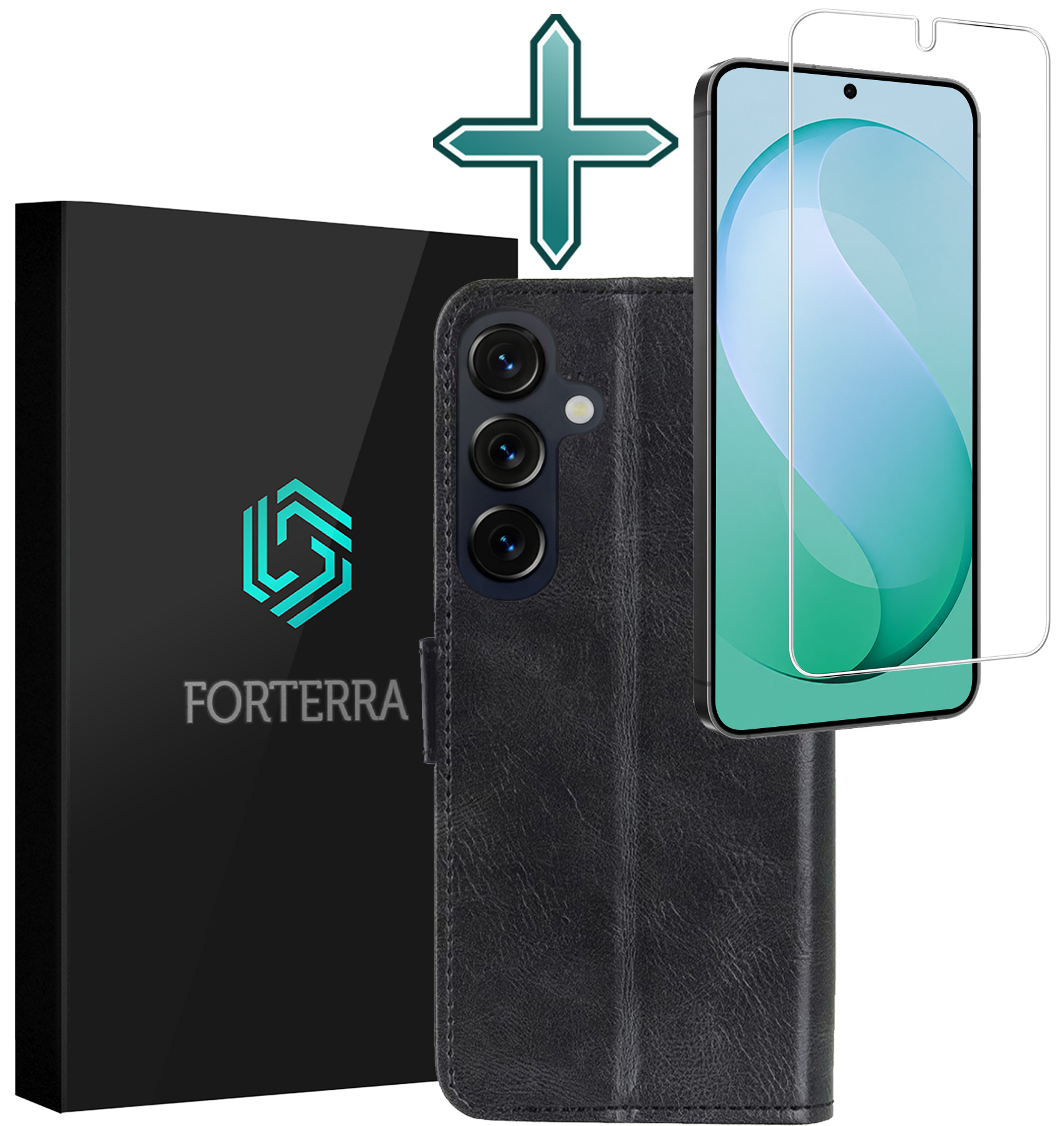 Forterra Forterra Samsung Galaxy S26 FE Hoesje Bookcase Met Screenprotector - Zwart