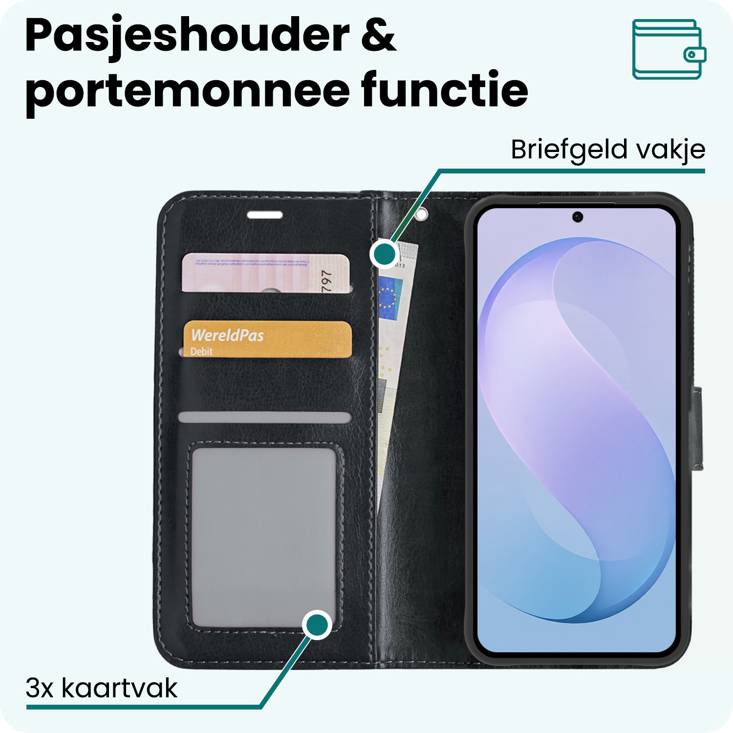 Forterra Forterra Samsung Galaxy S26 FE Hoesje Bookcase Met Screenprotector - Zwart
