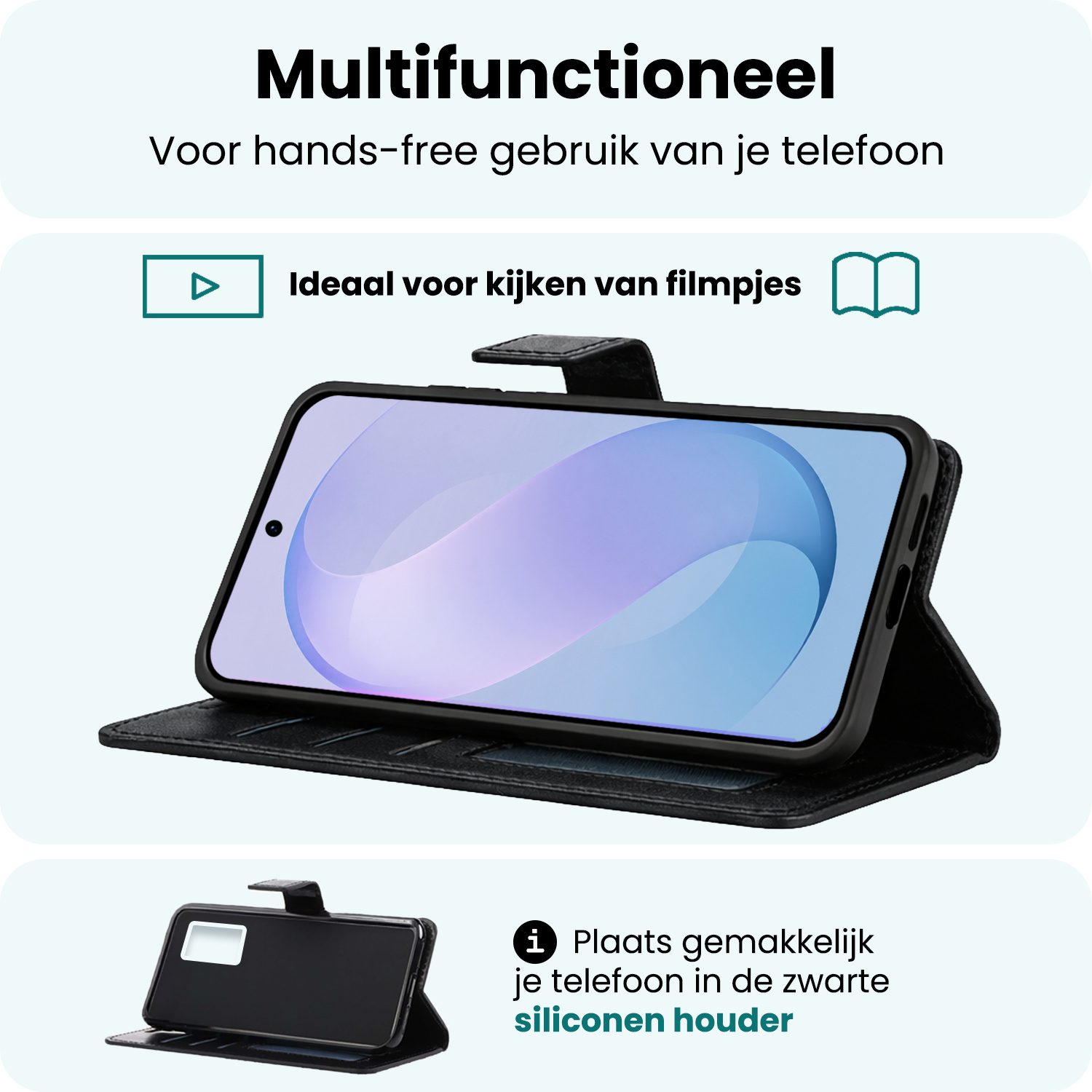 Forterra Forterra Samsung Galaxy S26 FE Hoesje Bookcase Met Screenprotector - Zwart