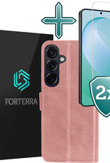 Forterra Forterra Samsung Galaxy S26 FE Hoesje Bookcase Met 2x Screenprotector - Rose Goud