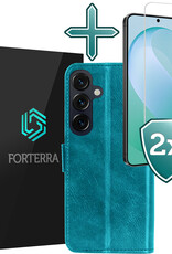 Forterra Forterra Samsung Galaxy S26 FE Hoesje Bookcase Met 2x Screenprotector - Turquoise