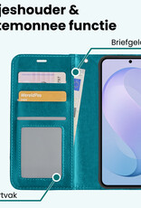 Forterra Forterra Samsung Galaxy S26 FE Hoesje Bookcase Met 2x Screenprotector - Turquoise