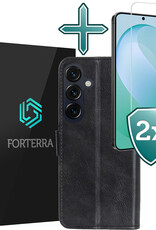 Forterra Forterra Samsung Galaxy S26 FE Hoesje Bookcase Met 2x Screenprotector - Zwart