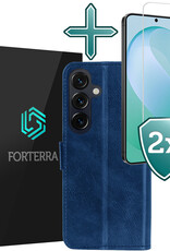 Forterra Forterra Samsung Galaxy S26 FE Hoesje Bookcase Met 2x Screenprotector - Donkerblauw