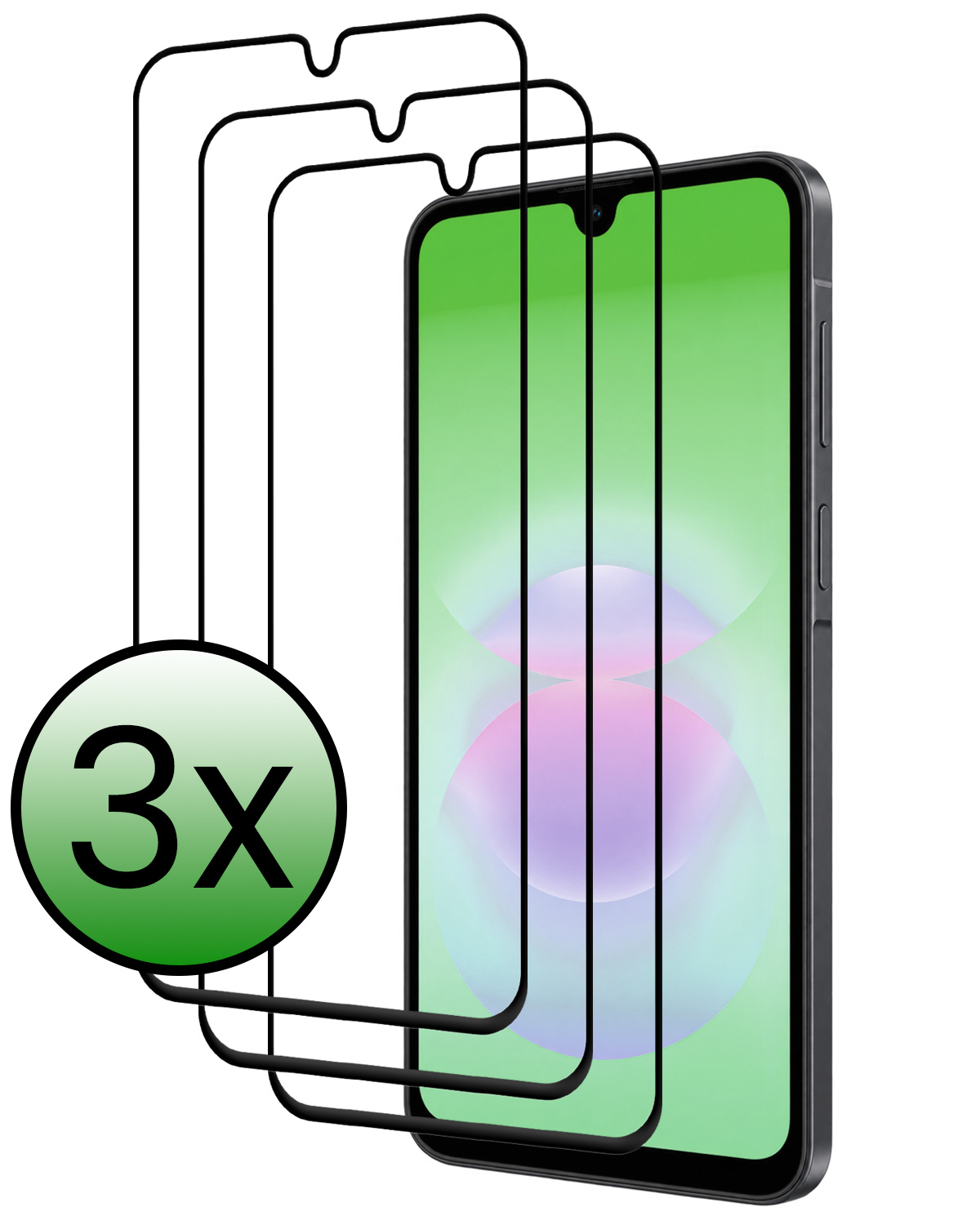 BASEY. BASEY. Samsung Galaxy A18 Screenprotector Glas Full Cover - 3 PACK
