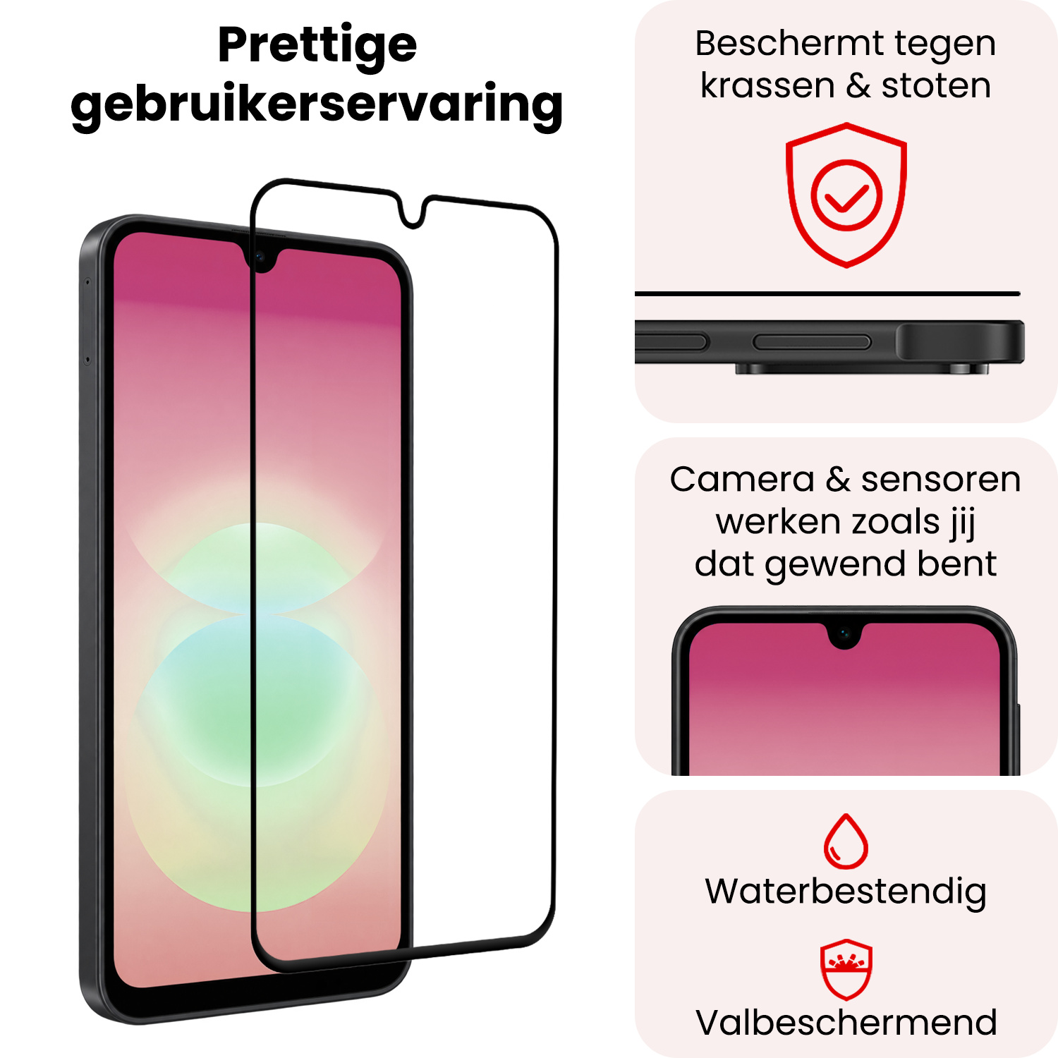 NoXx NoXx Samsung Galaxy A18 Screenprotector Glas Full Cover - 3 PACK