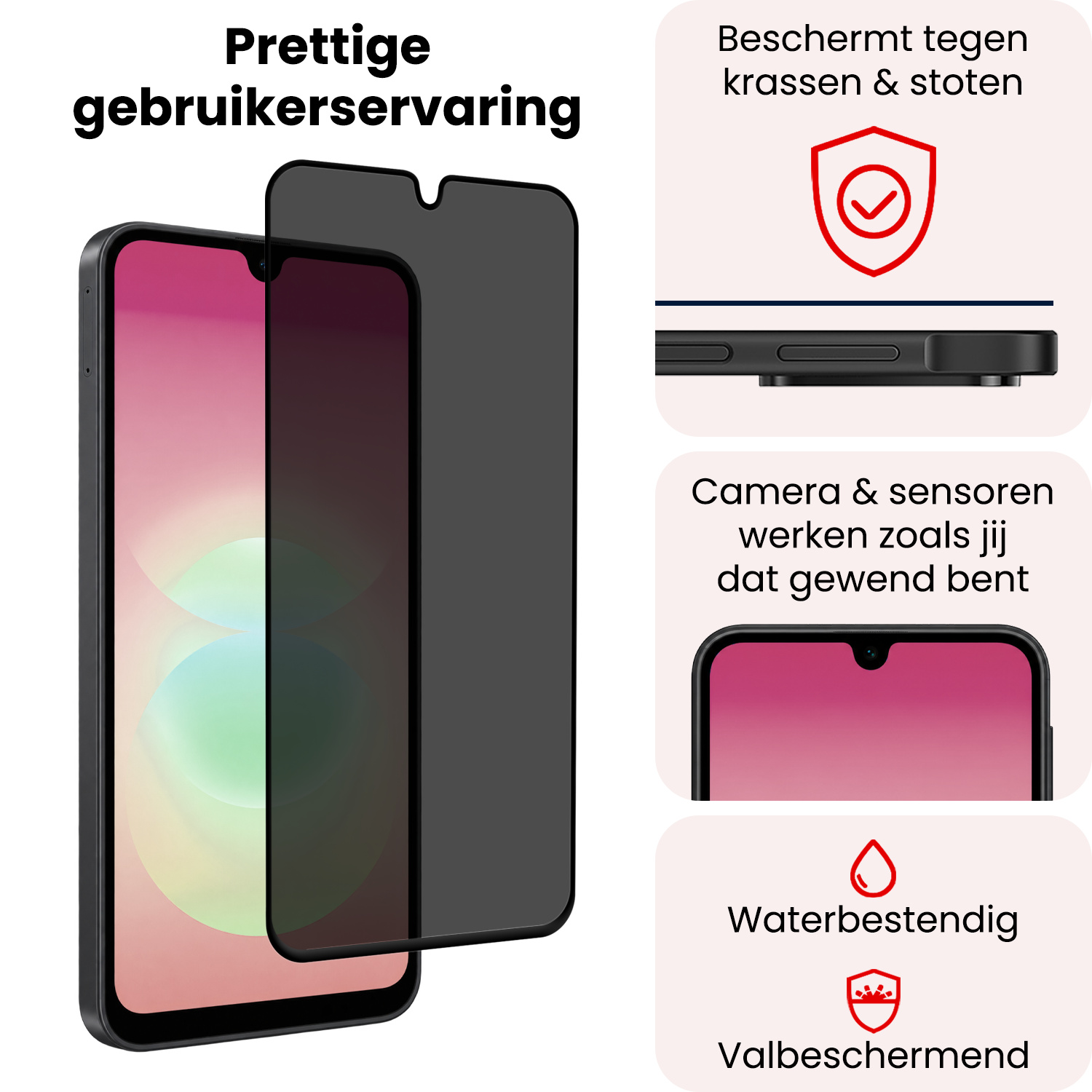 NoXx NoXx Samsung Galaxy A18 Screenprotector Glas Privacy - 3 PACK