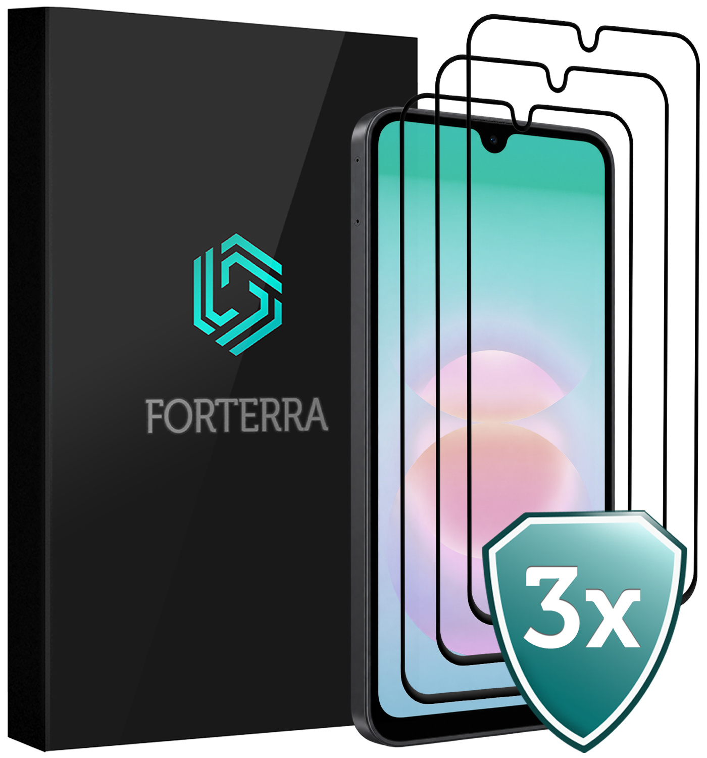Forterra Forterra Samsung Galaxy A18 Screenprotector Glas Full Cover - 3 PACK
