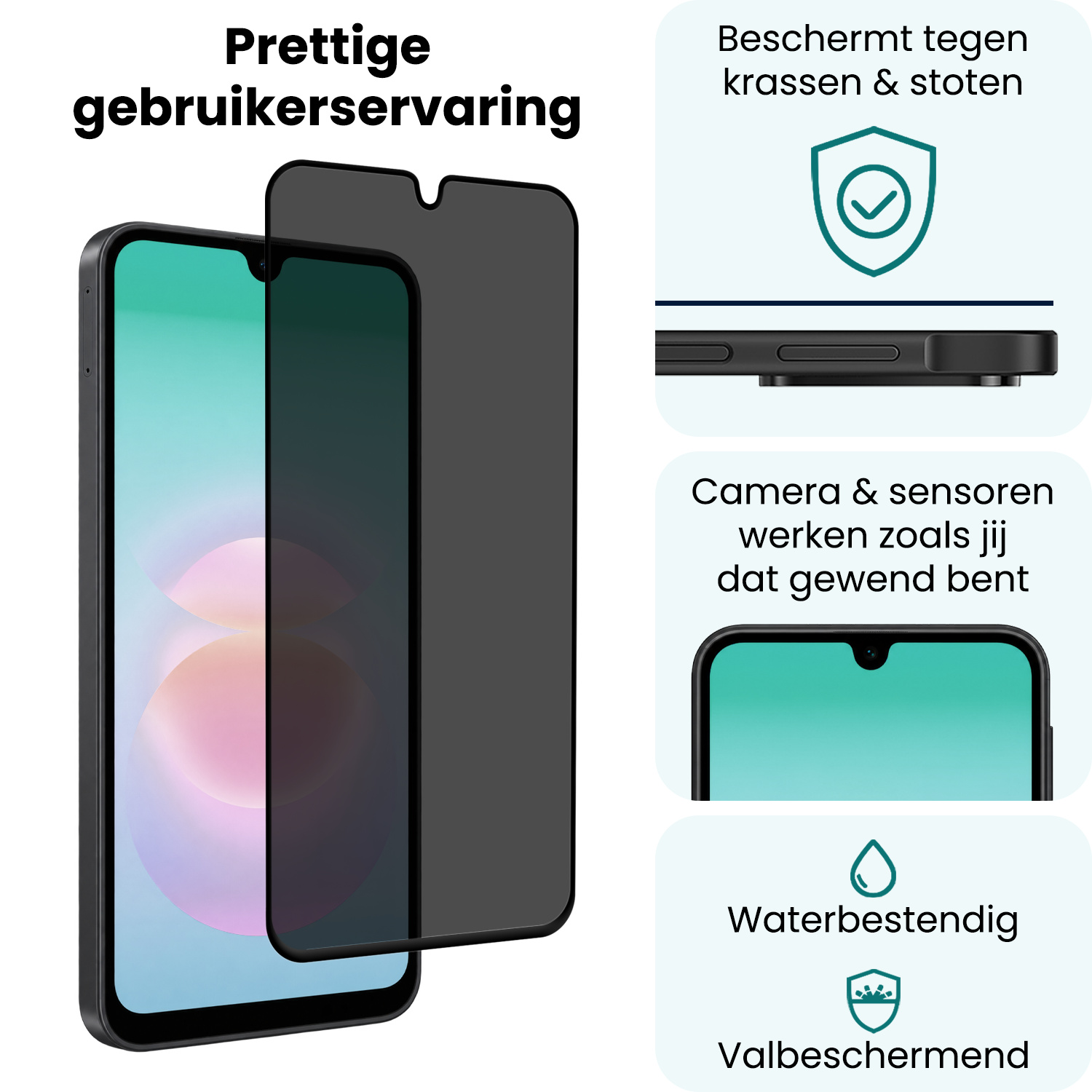 Forterra Forterra Samsung Galaxy A18 Screenprotector Glas Privacy - 3 PACK