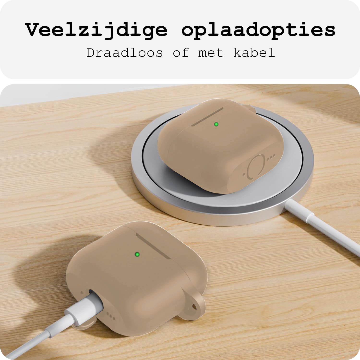BASEY. BASEY. Siliconen Hoesje Voor Apple AirPods 5 - Zand